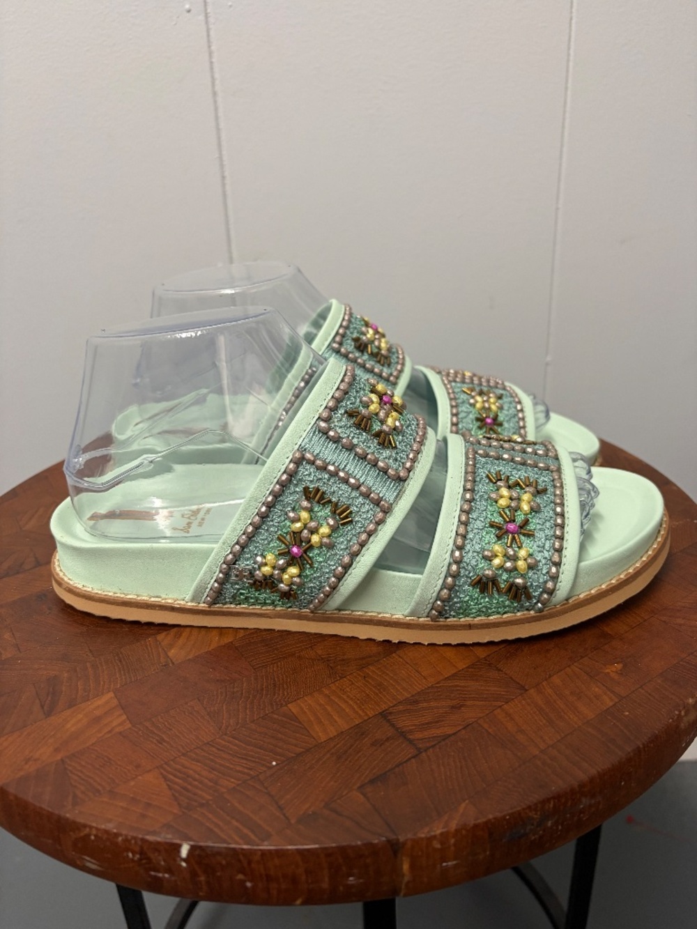 Sam Edelman Otto Mint Leather Beaded Accents Sandals Women's Size 8M - Picture 5 of 10